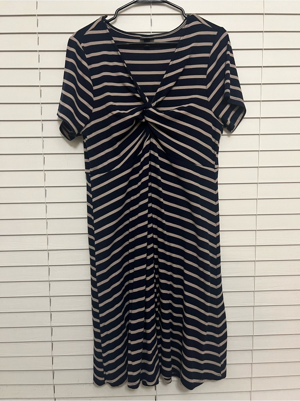 Torrid Navy and Cream Striped Twist-Front Dress